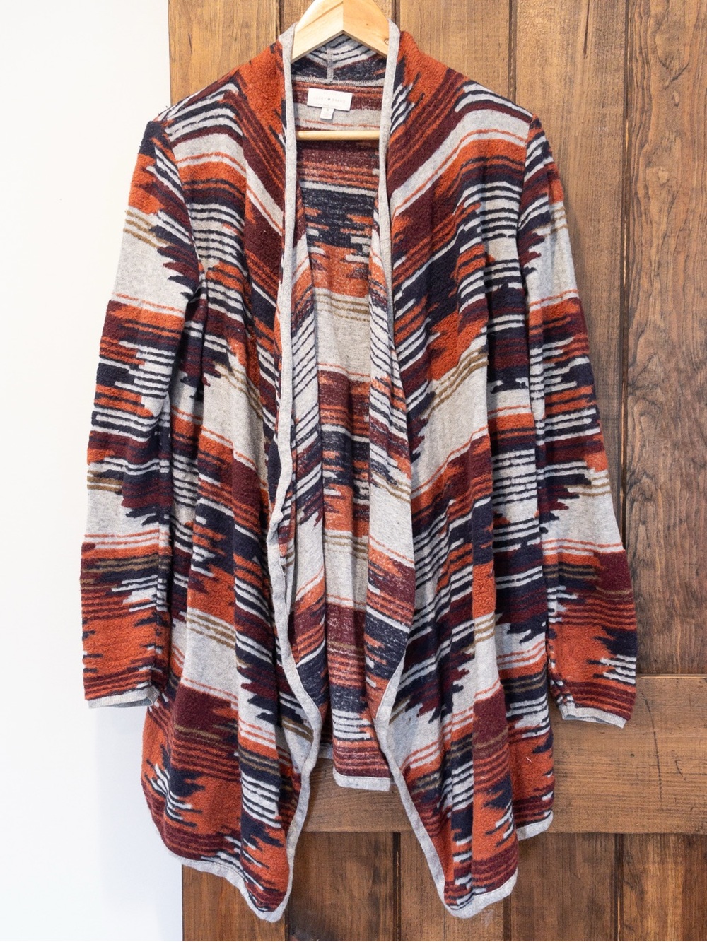 Lucky Brand Abstract Aztec Print Blanket Cardigan Rustic Bohemian Boho Medium